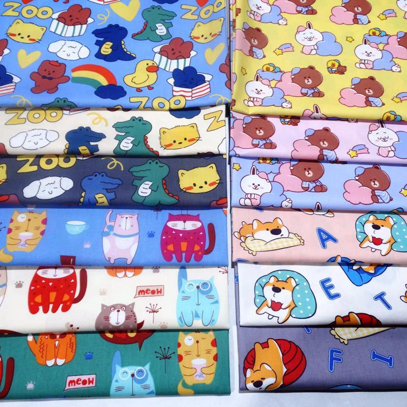 Tấm Vải 100% Cotton 100X160CM Họa Tiết Động Vật Nhiều Màu Sắc Dùng Để May Đầm Em Bé