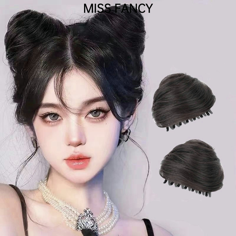 Búi tóc giả MISS FANCY tóc giả kẹp búi tóc giả nữ Túi kẹp tóc kẹp tóc hình mèo 8cm