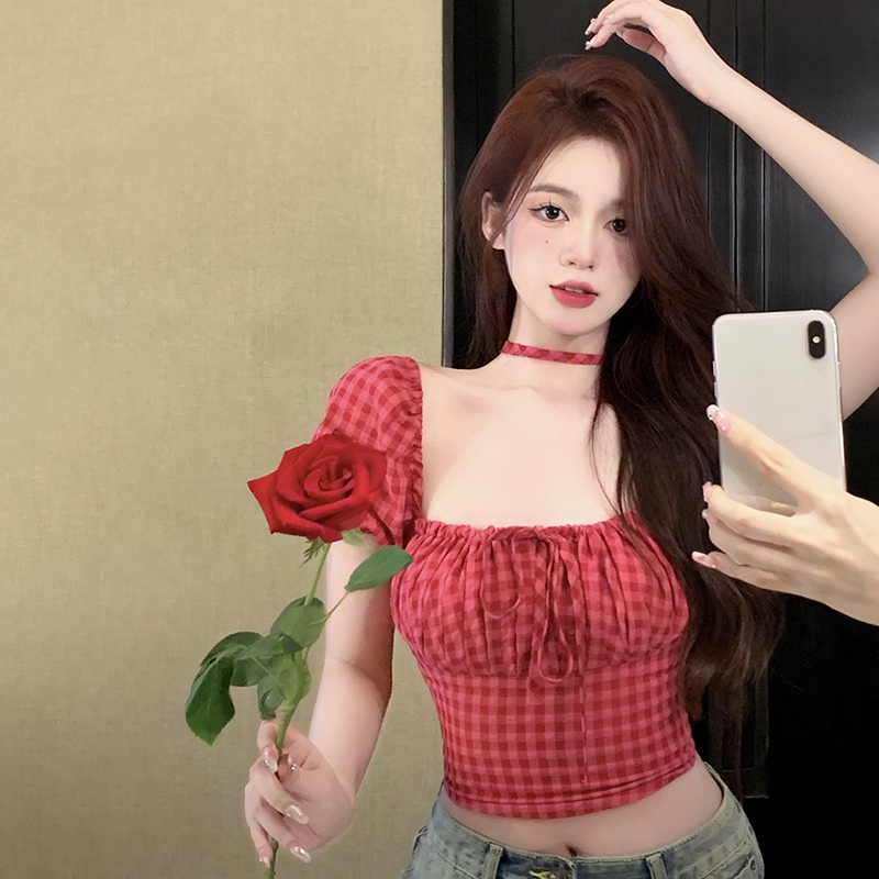 Áo Sơ Mi Ngắn Tay Cổ Vuông Thắt Dây Eo Thời Trang Dành Cho Nữ