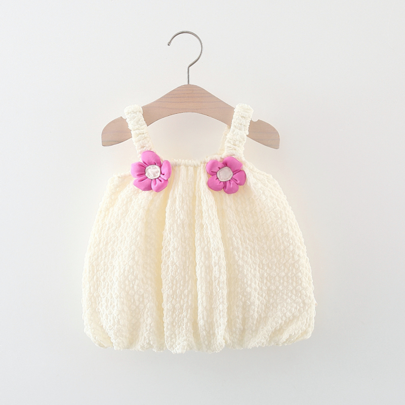 Đầm Cotton Mềm Mại In Họa Tiết Hoa Phối Nơ Thời Trang Xinh Xắn Cho Bé Gái