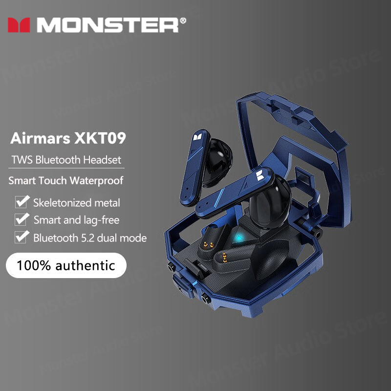 Tai nghe MONSTER XKT09 bluetooth 5.2 kiểu dáng thể thao có dây đeo cổ thông minh