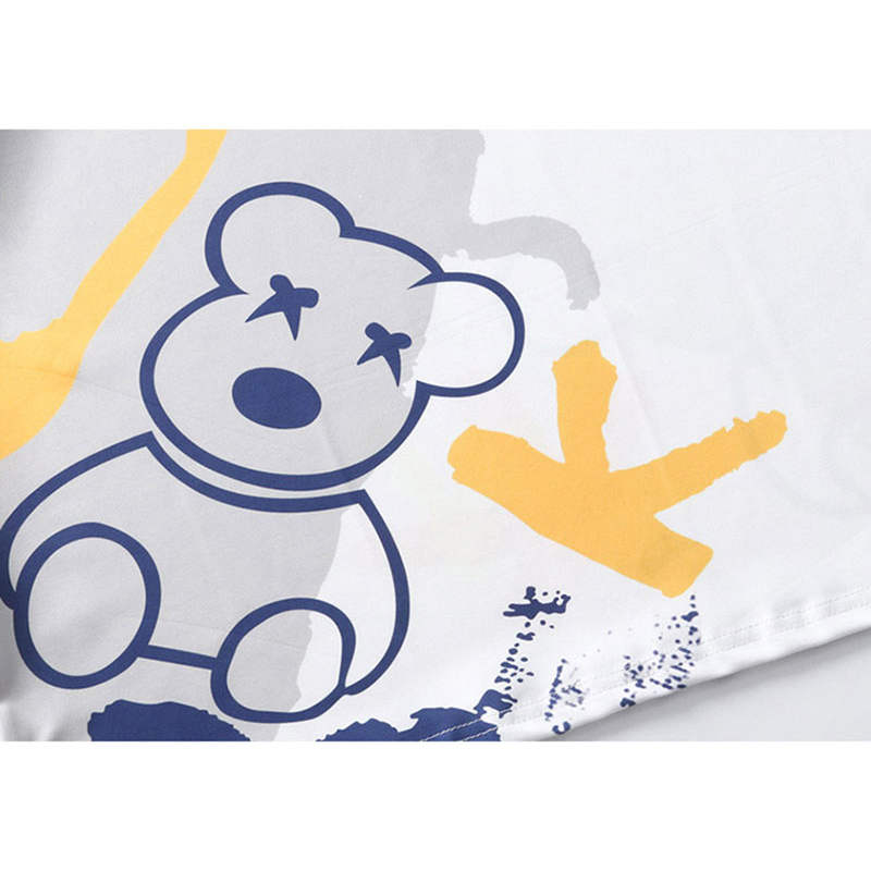 Áo Thun Ngắn Tay Cổ Tròn Dáng Rộng In Hình Gấu Nhỏ Thời Trang Mùa Hè Mới Cho Nam