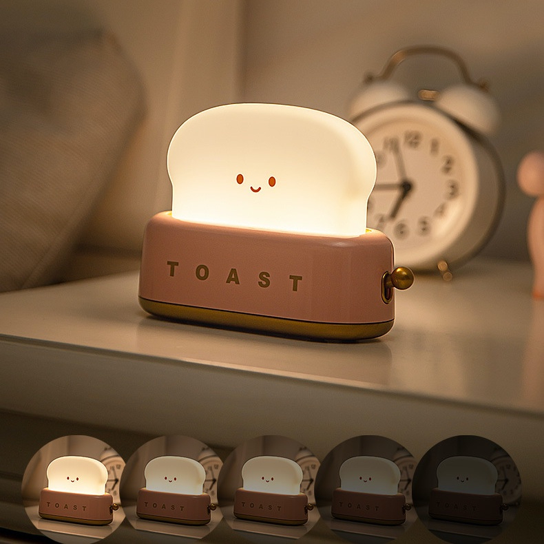 Đèn Ngủ Hình Bánh Mì Hoạt Hình Sáng Tạo Có Cổng Sạc usb
