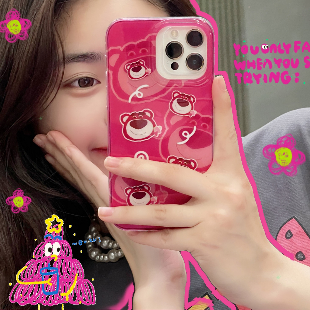 Ốp Điện Thoại imd Họa Tiết Gấu Hồng Hoạt Hình Cho iPhone14 14pro 14promax 13 13pro 13promax 12 12pro 12promax 11 11promax x xs xr Xsmax
