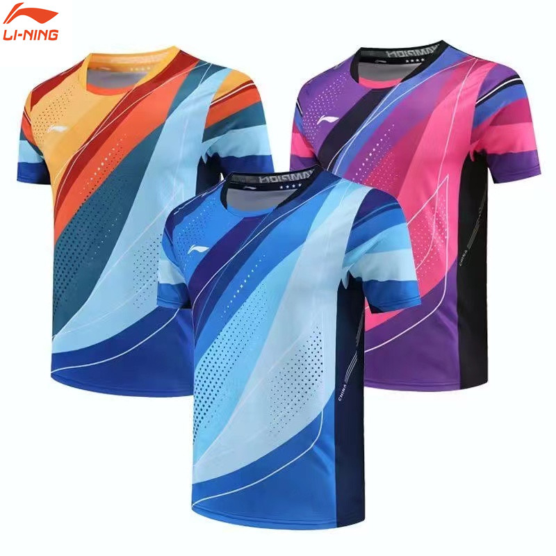 LI NING Bộ Quần Áo Thể Thao Tay Ngắn Nhanh Khô Năng Động Cho Nam Và Nữ