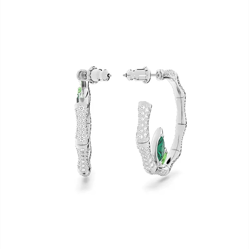 Bông Tai Bạc 925 Hình Tròn Bằng Tre Đính Pha Lê Thời Trang Cho Nữ