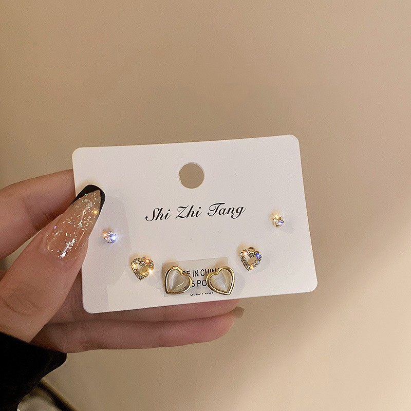 Bông Tai Hình Trái Tim / Bướm Đính Đá Zircon Kiểu Hàn Quốc Thời Trang Mùa Hè