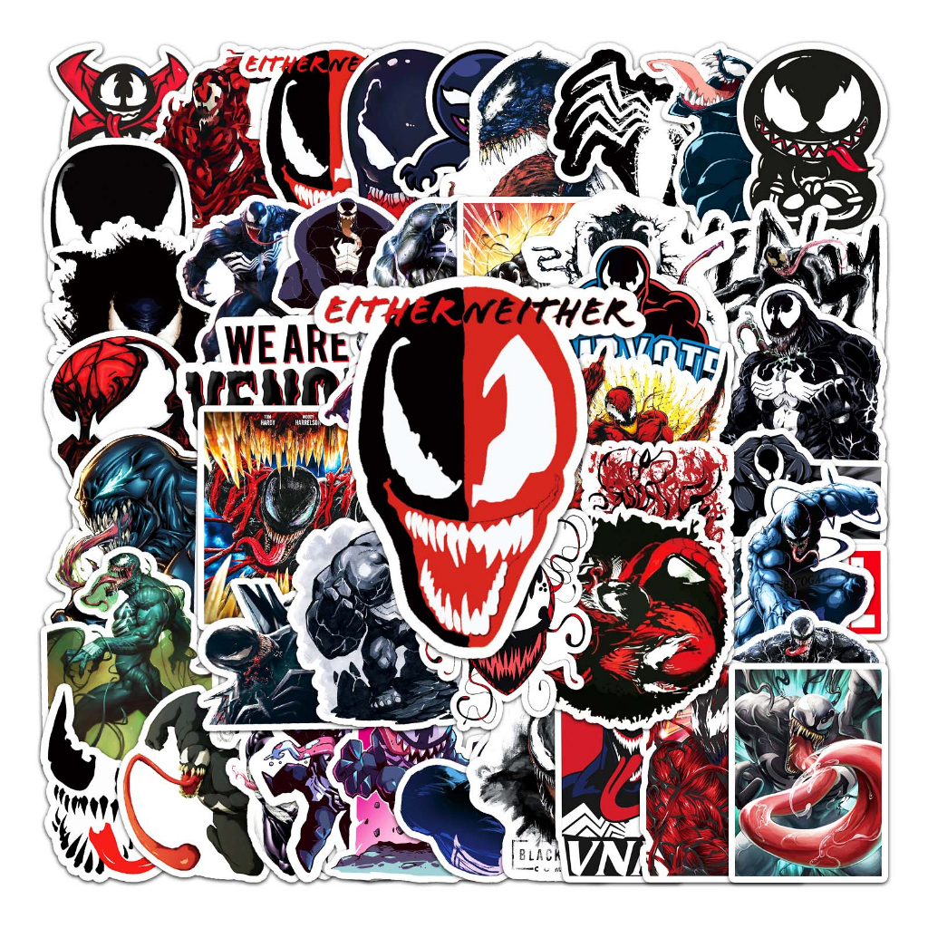 Bộ 50 Miếng Dán Trang Trí Xe Hơi Chống Thấm Nước Hình Venom Vui Nhộn