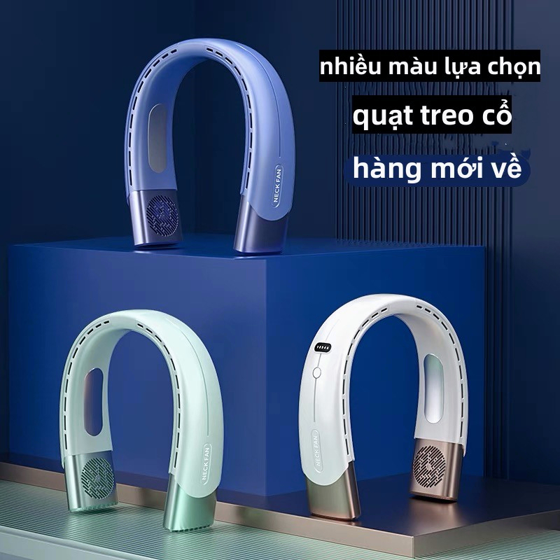 Quạt đeo cổ mini màn hình LED hiển thị, quạt mini đeo cổ 720 Độ，không cánh ,không cuốn tóc,không cánh,treo cổ dành cho người tập GYM, thể thao, văn phòng-không thấm nước và mồ hôi