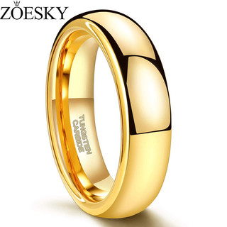  Nhẫn vonfram ZOESKY 6mm dành cho nam Dây đeo đám cưới màu vàng được đánh bóng 4-14.5 