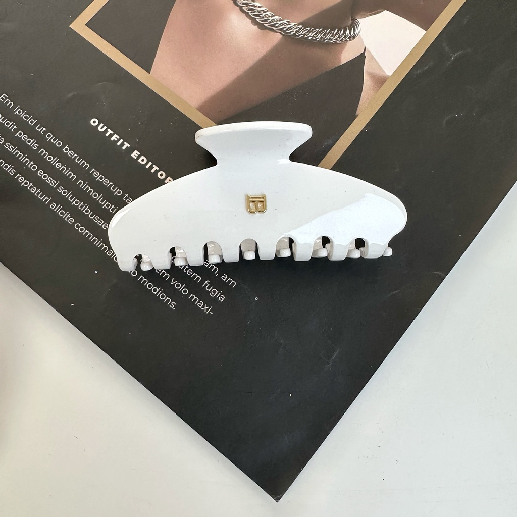 Kẹp Tóc Đuôi Ngựa Đa Năng Bằng Kim Loại Họa Tiết Da Báo &amp; Chữ B Acetate Phong Cách Hàn Quốc Mới