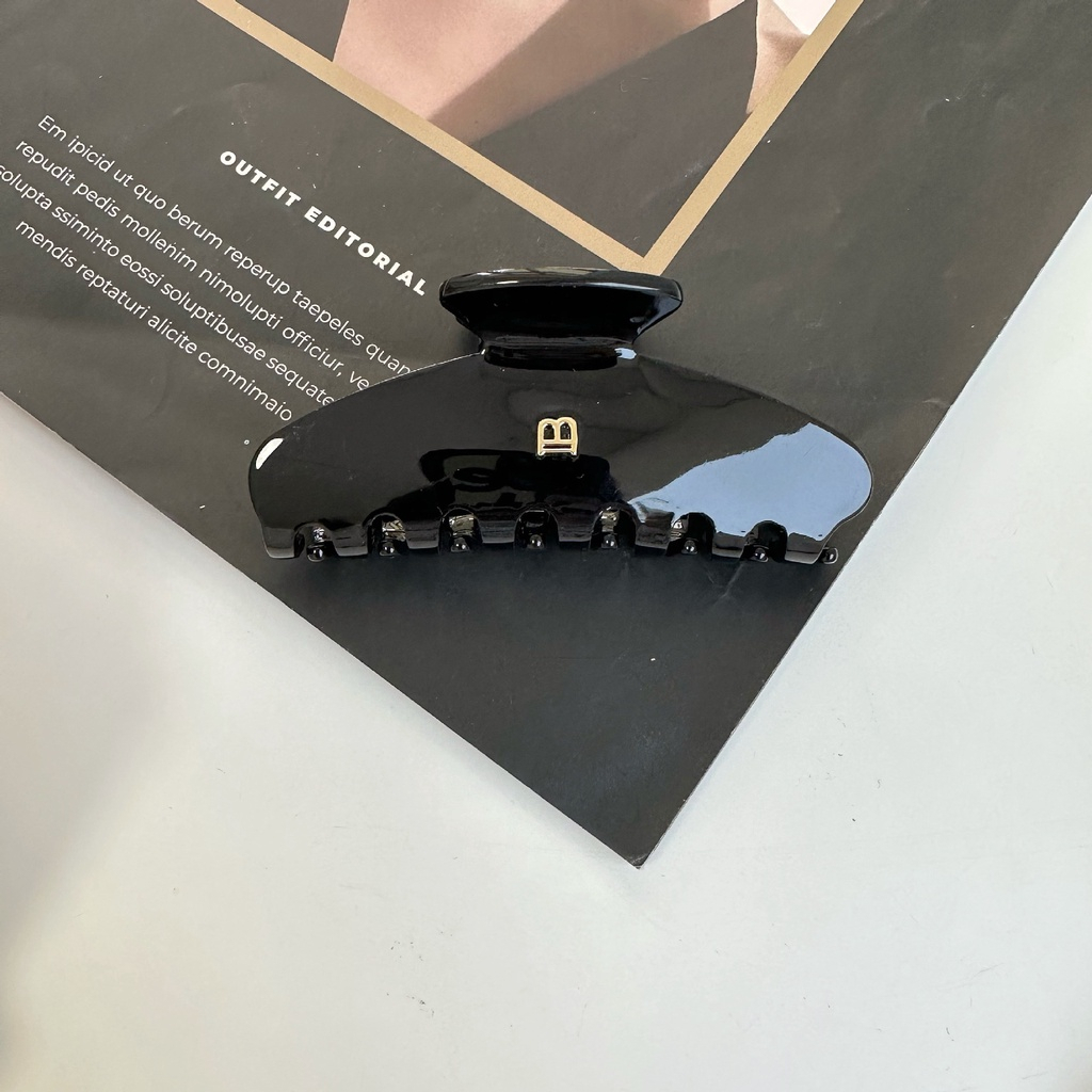 Kẹp Tóc Đuôi Ngựa Đa Năng Bằng Kim Loại Họa Tiết Da Báo &amp; Chữ B Acetate Phong Cách Hàn Quốc Mới