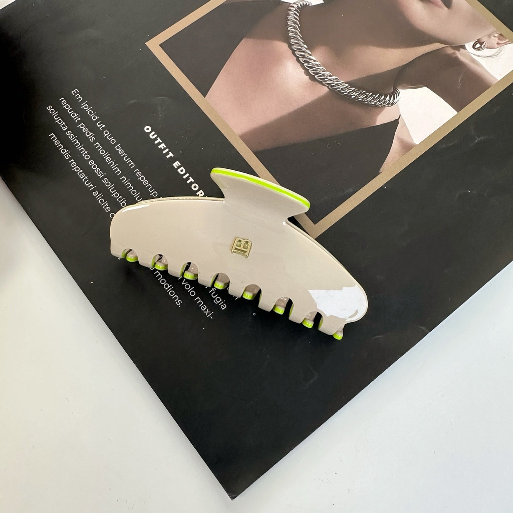 Kẹp Tóc Đuôi Ngựa Đa Năng Bằng Kim Loại Họa Tiết Da Báo &amp; Chữ B Acetate Phong Cách Hàn Quốc Mới