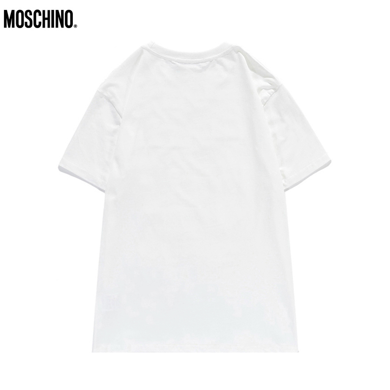 Áo Thun Tay Ngắn Chất Liệu cotton Thêu Hoạ Tiết MOSCHINO Phong Cách Thời Trang unisex