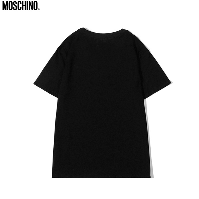 Áo Thun Tay Ngắn Chất Liệu cotton Thêu Hoạ Tiết MOSCHINO Phong Cách Thời Trang unisex
