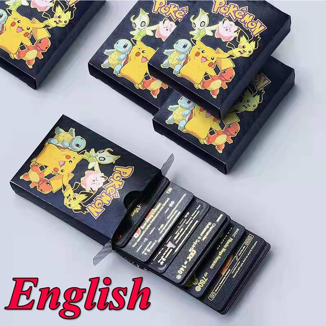 Bộ 55 Thẻ Bài Pokemon Vmaxx Energy Charizard Pikachu Bằng Kim Loại Màu Vàng Kim Loại