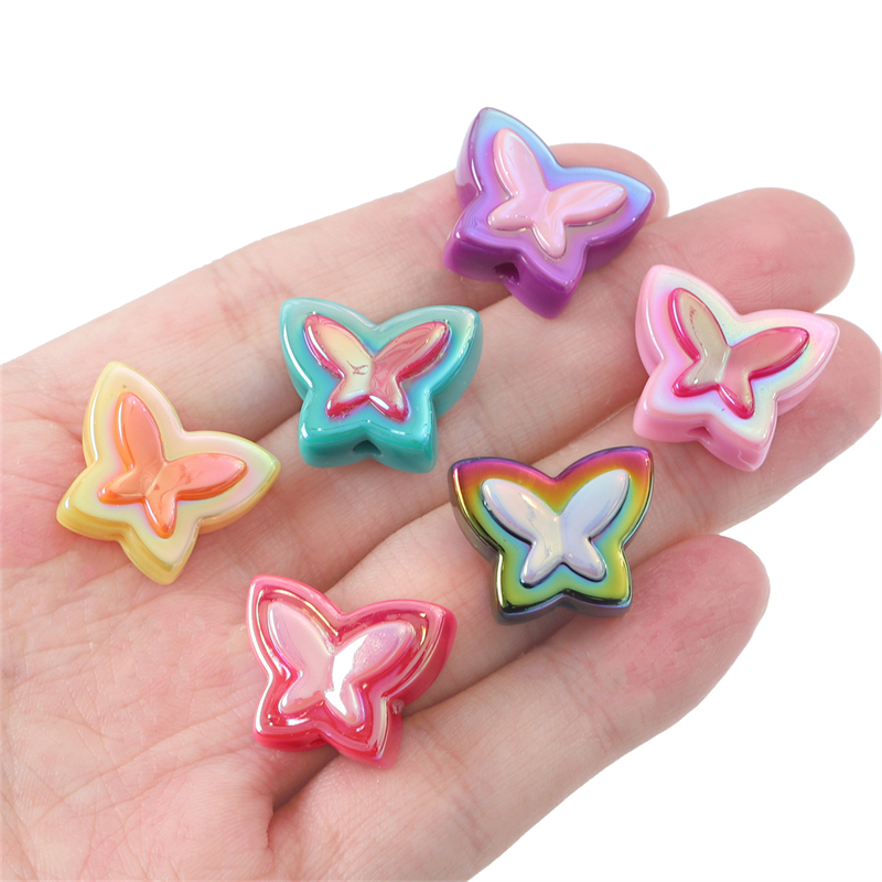 Hạt Xâu Chuỗi 4 Màu Hình Bướm Hai Màu Kích Thước 20X16mm Dùng Làm Trang Sức diy