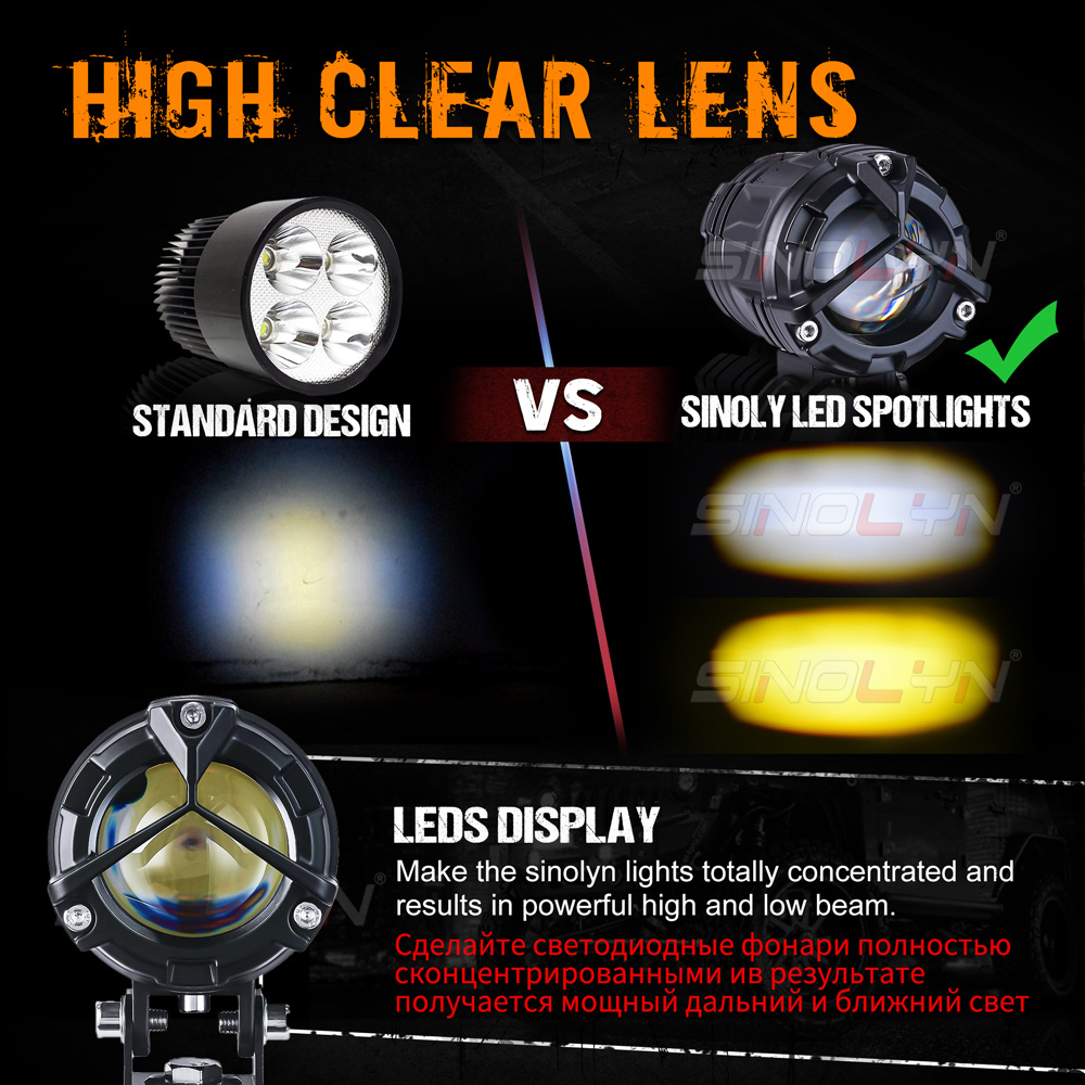 Đèn Pha LED Sương Mù 50W Ánh Sáng Trắng / Vàng Dành Cho Xe Hơi / Xe Máy DIY