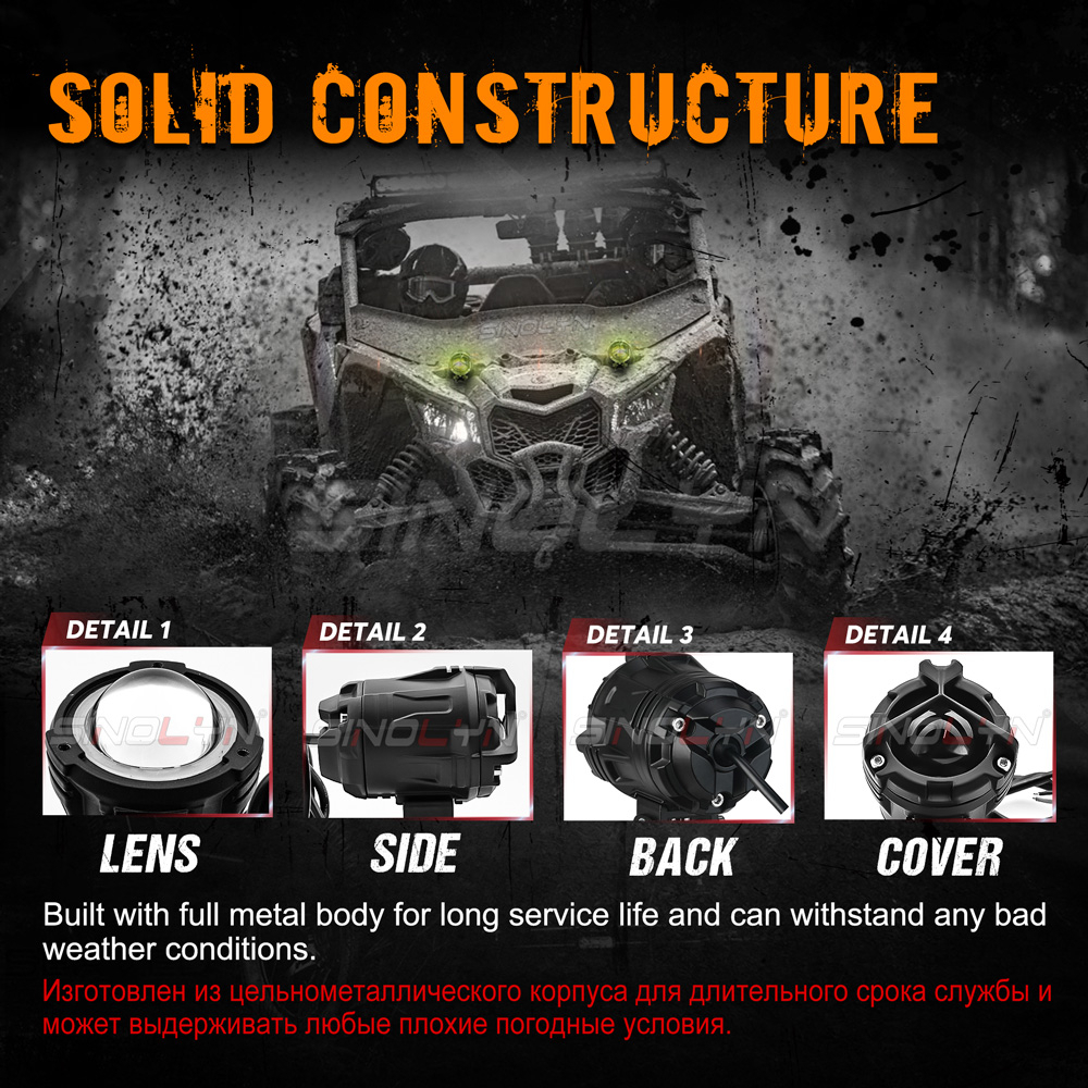 Đèn Pha LED Sương Mù 50W Ánh Sáng Trắng / Vàng Dành Cho Xe Hơi / Xe Máy DIY