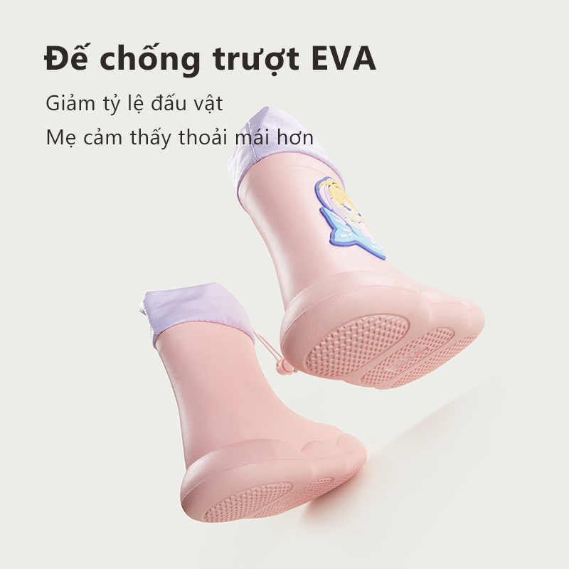 Cheerful Mario Giày Bốt Cao Su Đi Mưa Chống Trượt Chống Nước In Hình Mario Cho Bé Gái