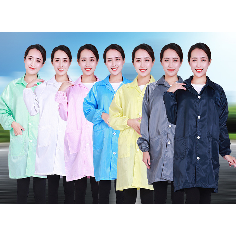 Áo Khoác Bảo Hộ Lao Động Màu Xanh Dương Tay Dài Chống Tĩnh Điện Chống Bụi Bẩn Chống Tĩnh Điện Cho Công Việc Nhà Máy