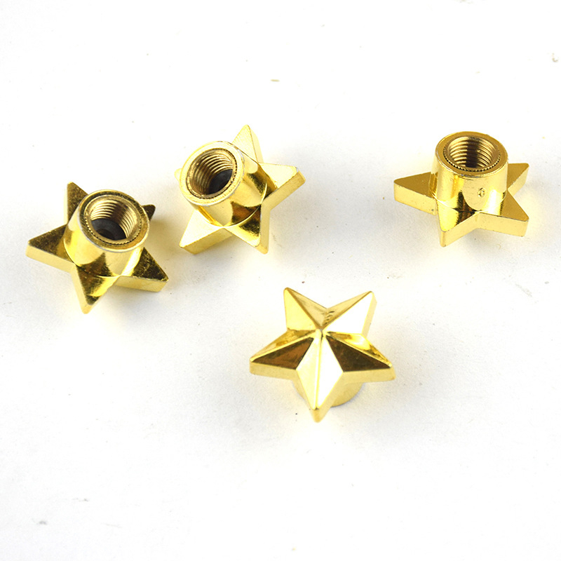 Bộ 4 Nắp Van Bánh Xe Hơi / Xe Máy Lõi Đồng Kiểu Ngôi Sao Chống Trộm / Bụi / Trộm Thông Dụng
