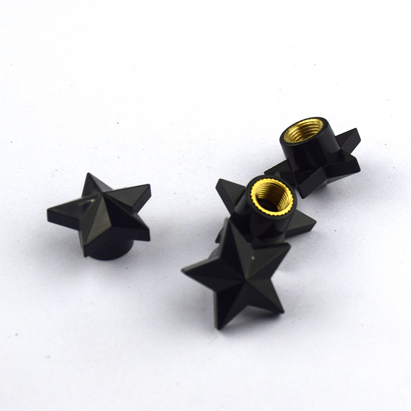 Bộ 4 Nắp Van Bánh Xe Hơi / Xe Máy Lõi Đồng Kiểu Ngôi Sao Chống Trộm / Bụi / Trộm Thông Dụng