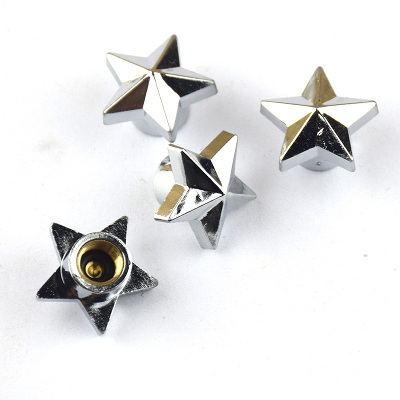 Bộ 4 Nắp Van Bánh Xe Hơi / Xe Máy Lõi Đồng Kiểu Ngôi Sao Chống Trộm / Bụi / Trộm Thông Dụng