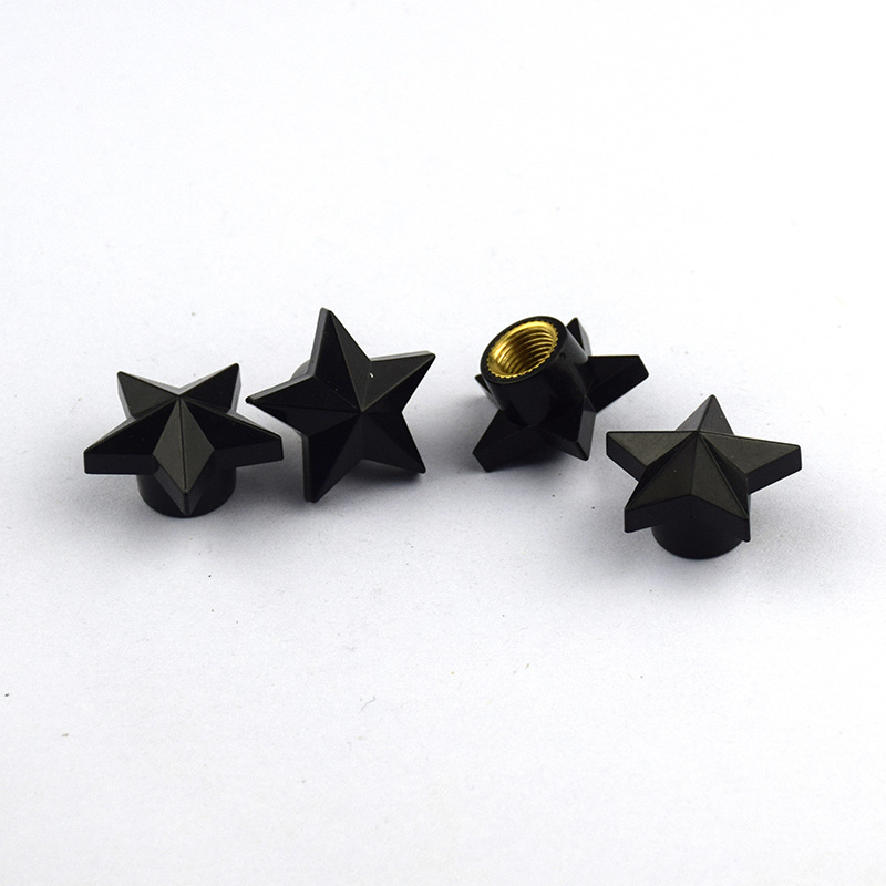 Bộ 4 Nắp Van Bánh Xe Hơi / Xe Máy Lõi Đồng Kiểu Ngôi Sao Chống Trộm / Bụi / Trộm Thông Dụng