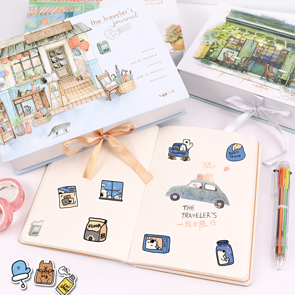 Set 50 / 100 sticker Dán Laptop / Mũ Bảo Hiểm / Mũ Bảo Hiểm Chống Thấm Nước Hình Động Vật Hoạt Hình Dễ