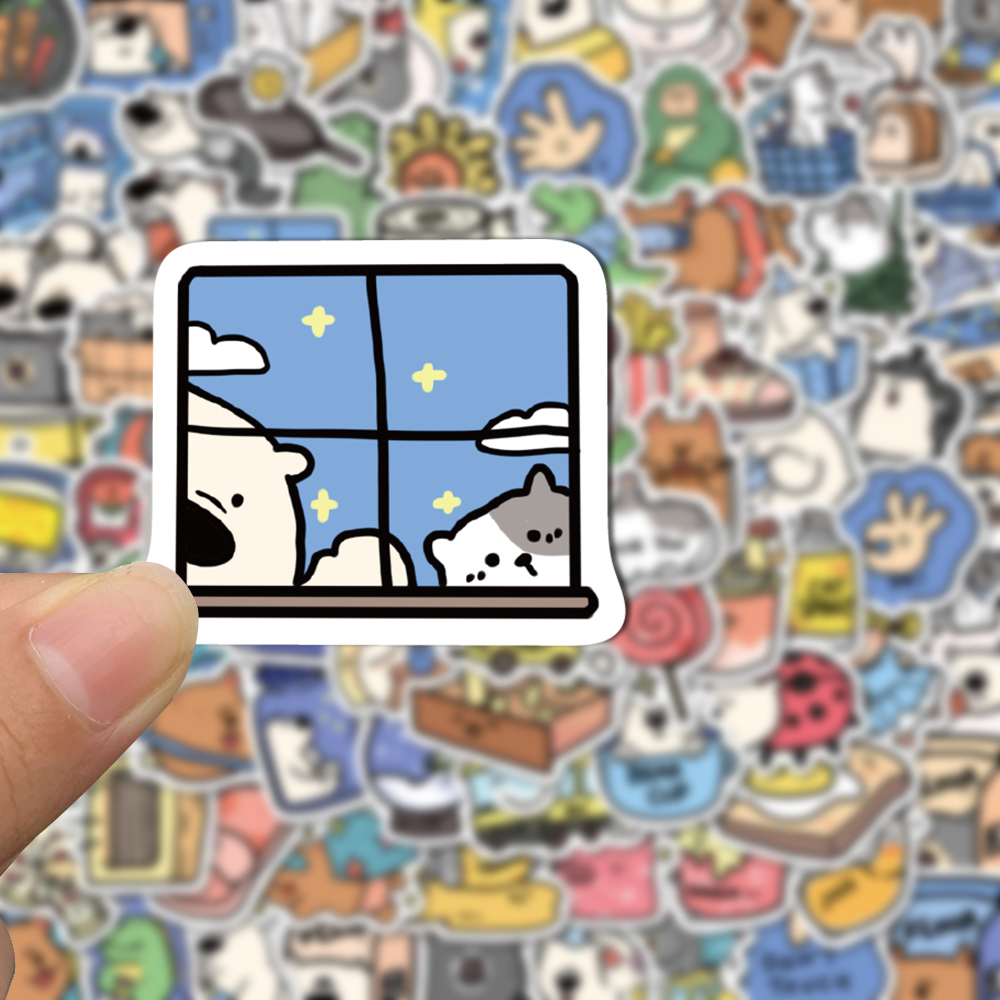 Set 50 / 100 sticker Dán Laptop / Mũ Bảo Hiểm / Mũ Bảo Hiểm Chống Thấm Nước Hình Động Vật Hoạt Hình Dễ