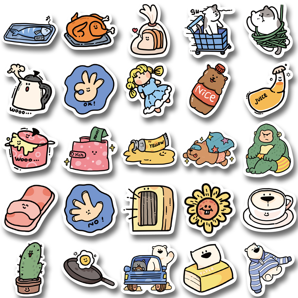 Set 50 / 100 sticker Dán Laptop / Mũ Bảo Hiểm / Mũ Bảo Hiểm Chống Thấm Nước Hình Động Vật Hoạt Hình Dễ