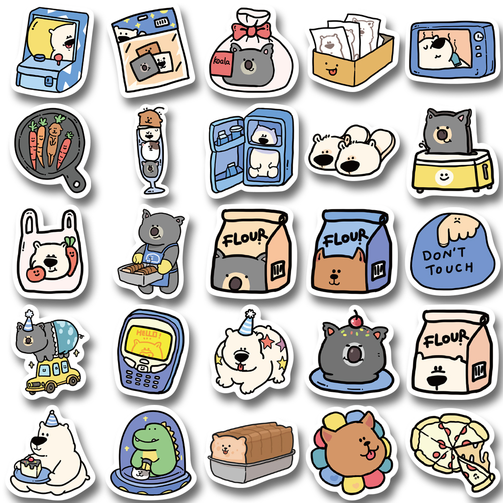 Set 50 / 100 sticker Dán Laptop / Mũ Bảo Hiểm / Mũ Bảo Hiểm Chống Thấm Nước Hình Động Vật Hoạt Hình Dễ