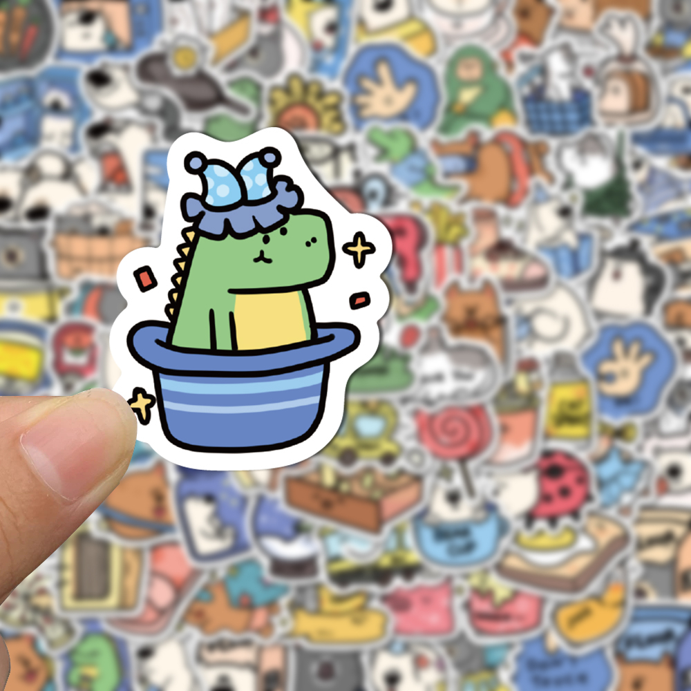 Set 50 / 100 sticker Dán Laptop / Mũ Bảo Hiểm / Mũ Bảo Hiểm Chống Thấm Nước Hình Động Vật Hoạt Hình Dễ
