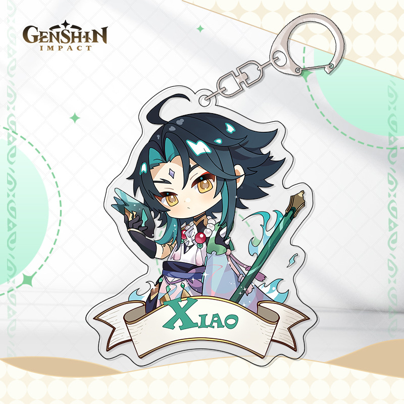 Móc Chìa Khóa Bằng Acrylic Hình Anime Genshin Va Chạm Zhongli Xiao Keli Game