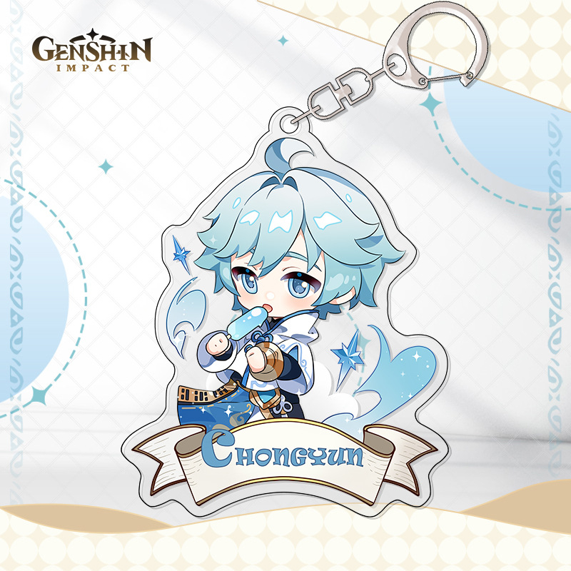 Móc Chìa Khóa Bằng Acrylic Hình Anime Genshin Va Chạm Zhongli Xiao Keli Game