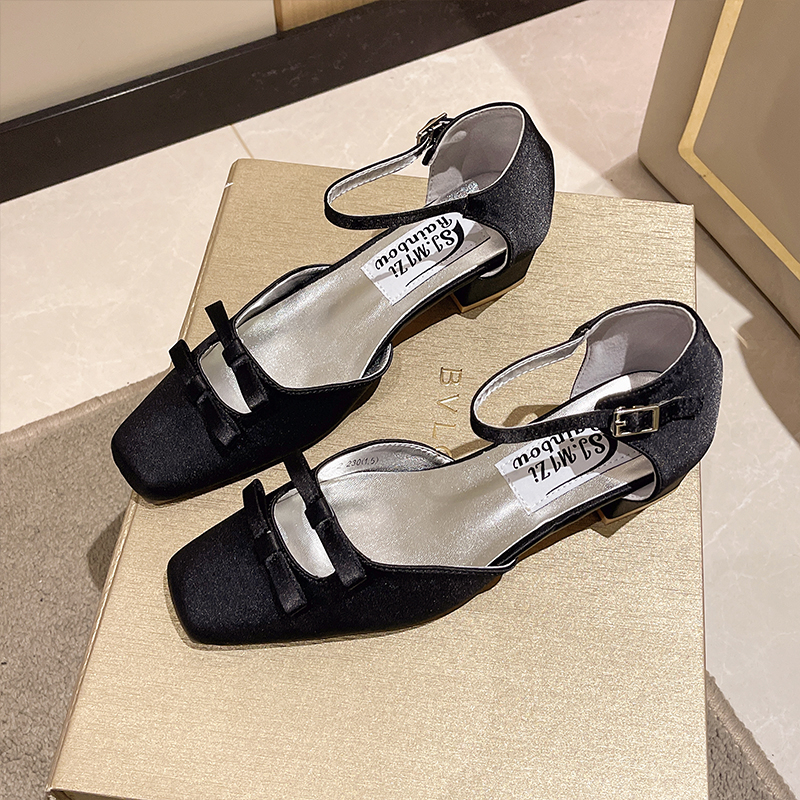 Giày Sandal Cao Gót Mũi Vuông Đính Đá Lấp Lánh Màu Sắc Thời Trang Cho Nữ