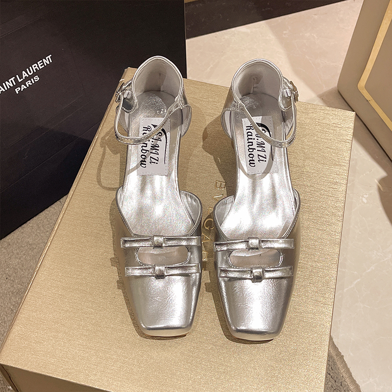 Giày Sandal Cao Gót Mũi Vuông Đính Đá Lấp Lánh Màu Sắc Thời Trang Cho Nữ