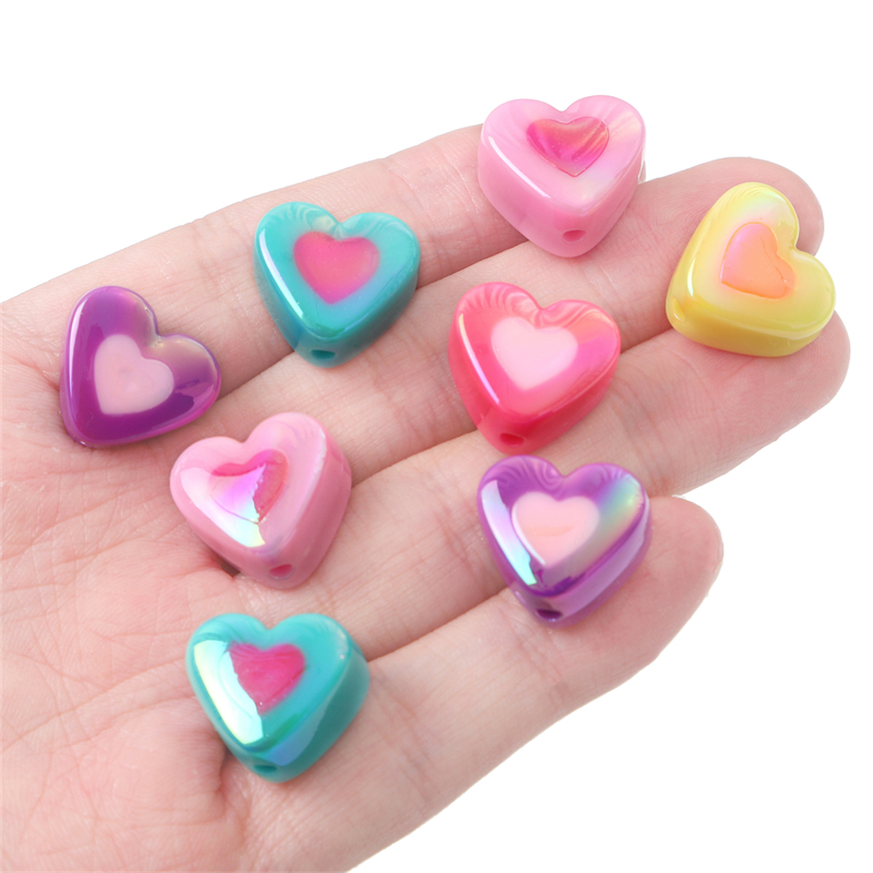 Chuỗi Hạt Hình Trái Tim / Quả Đào Hai Màu Kích Thước 17X15mm Dùng Trang Trí Điện Thoại / Mắt Kính