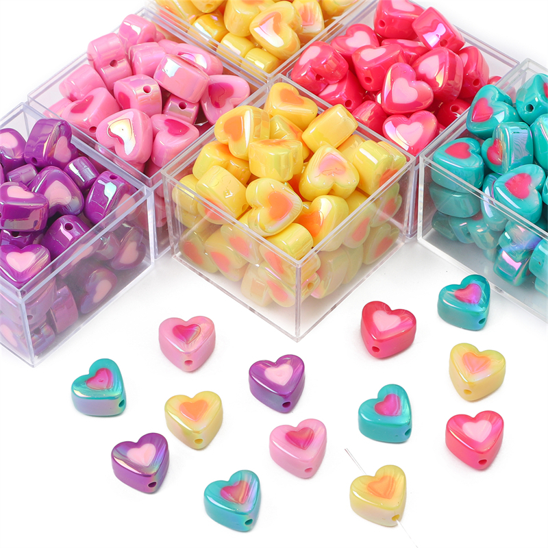 Chuỗi Hạt Hình Trái Tim / Quả Đào Hai Màu Kích Thước 17X15mm Dùng Trang Trí Điện Thoại / Mắt Kính