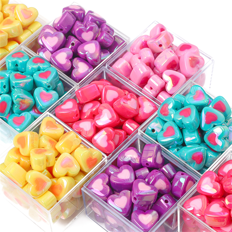 Chuỗi Hạt Hình Trái Tim / Quả Đào Hai Màu Kích Thước 17X15mm Dùng Trang Trí Điện Thoại / Mắt Kính