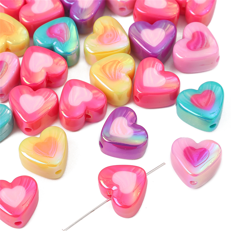 Chuỗi Hạt Hình Trái Tim / Quả Đào Hai Màu Kích Thước 17X15mm Dùng Trang Trí Điện Thoại / Mắt Kính