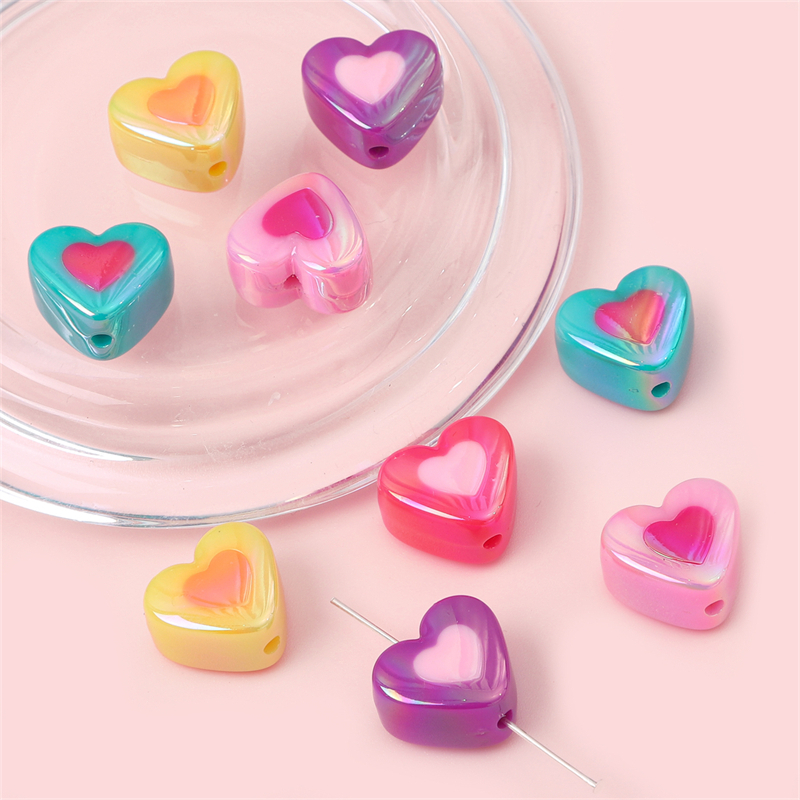 Chuỗi Hạt Hình Trái Tim / Quả Đào Hai Màu Kích Thước 17X15mm Dùng Trang Trí Điện Thoại / Mắt Kính