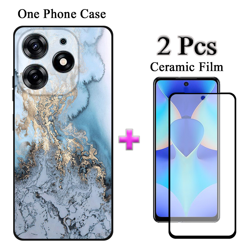 Ốp Điện Thoại TPU Silicone + Kính Cường Lực Cong 2 Trong 1 Cho Tecno Spark 10 Pro