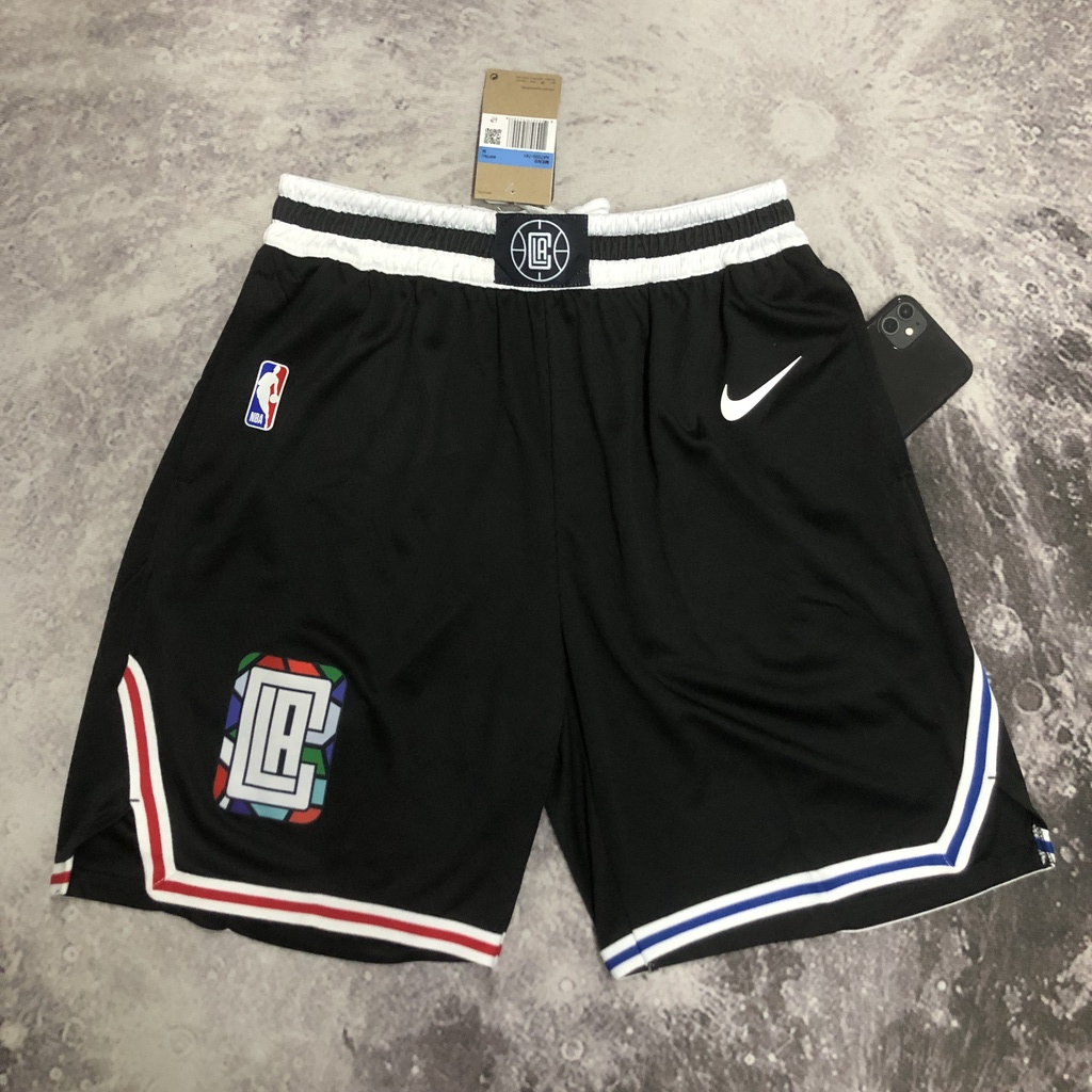 Quần Short Thể Thao Bóng Rổ Los Angeles Clippers Màu Đen Dáng Rộng Phong Cách Au Mùa 23 Cho Nam