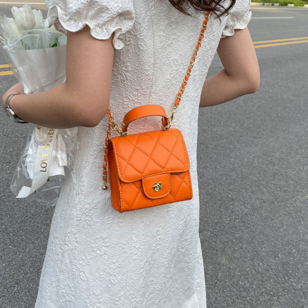 Có hàng sẵn Casual Bags Túi Xách Tay Đeo Vai Dây Xích Họa Tiết Kim Cương PU Ví Nữ Cho Tiệc Du Lịch