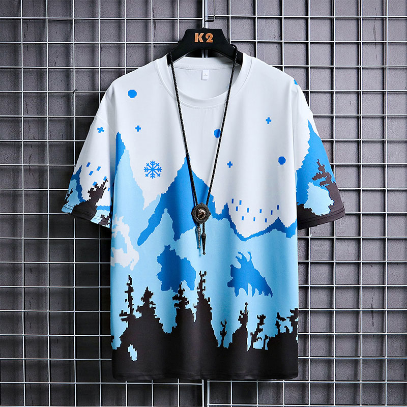 Áo Thun Ngắn Tay In Họa Tiết Thời Trang Mùa Hè Hàn Quốc Dành Cho Nam