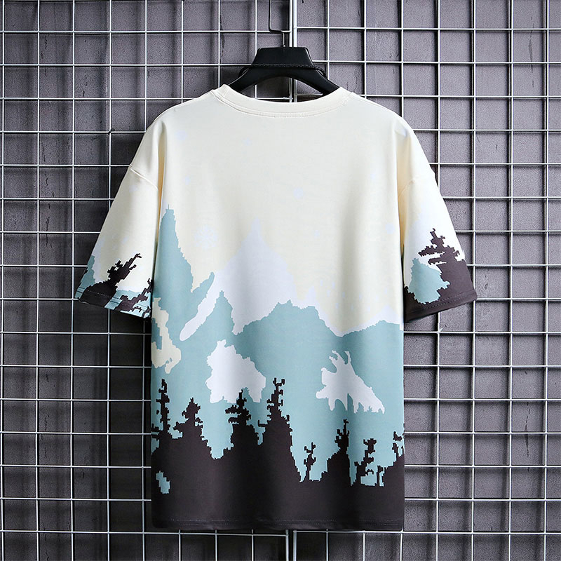 Áo Thun Ngắn Tay In Họa Tiết Thời Trang Mùa Hè Hàn Quốc Dành Cho Nam