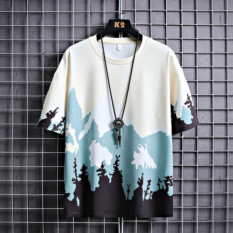 Áo Thun Ngắn Tay In Họa Tiết Thời Trang Mùa Hè Hàn Quốc Dành Cho Nam