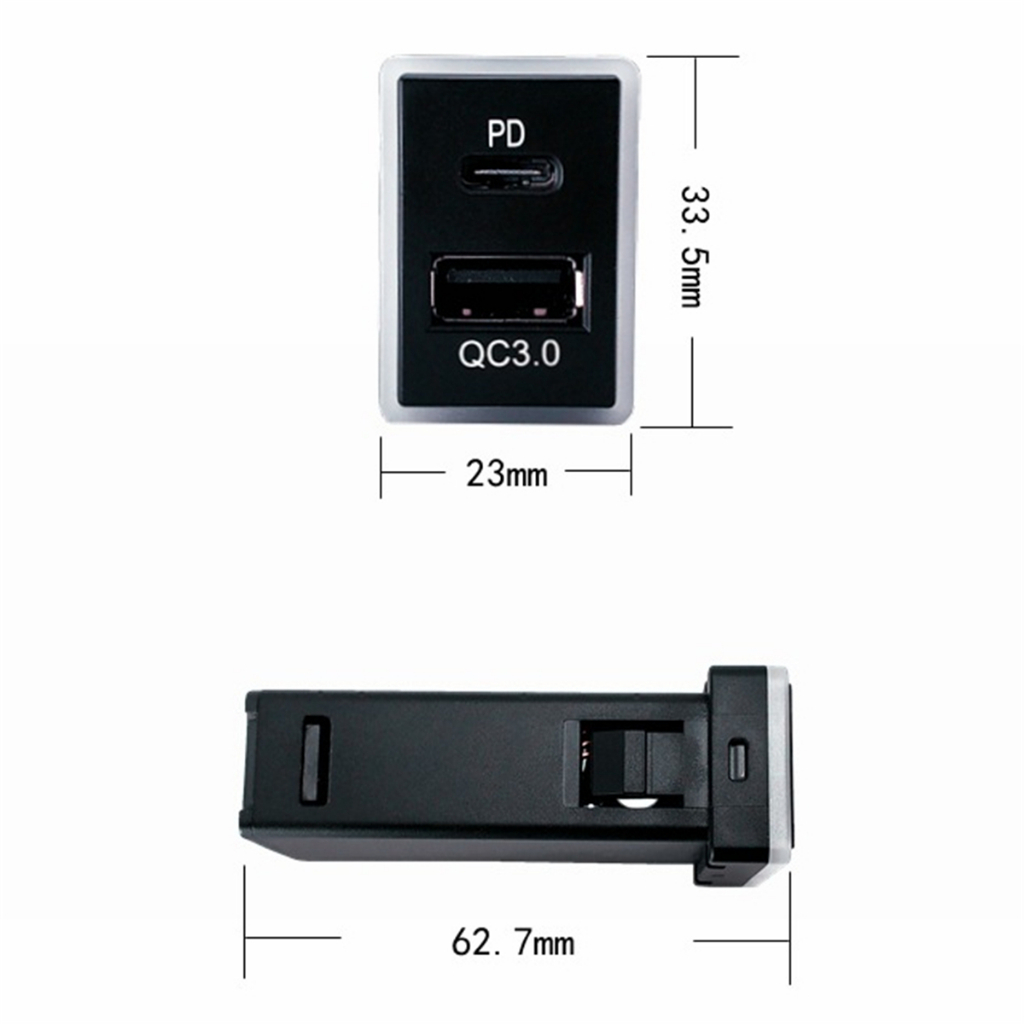 Tẩu Sạc Nhanh QC 3.0 USB PD Type-C 12V Có Đèn LED Báo Hiệu Dành Cho Ô Tô Toyota